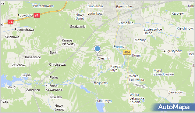 mapa Oleśnik, Oleśnik gmina Bełchatów na mapie Targeo