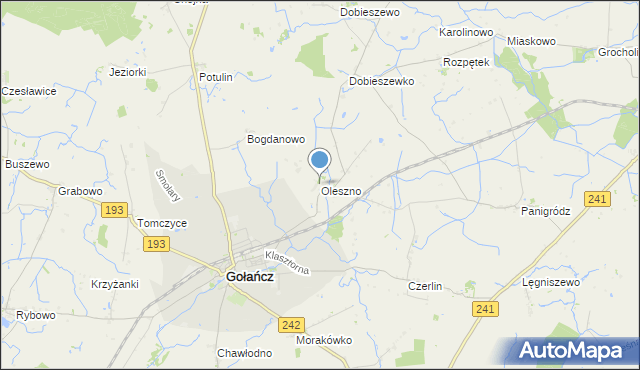 mapa Oleszno, Oleszno gmina Gołańcz na mapie Targeo