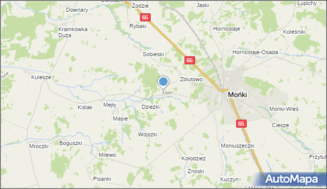 mapa Oliszki, Oliszki gmina Mońki na mapie Targeo