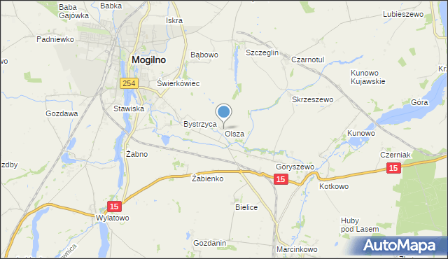 mapa Olsza, Olsza gmina Mogilno na mapie Targeo