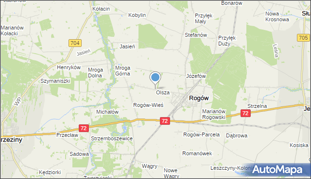 mapa Olsza, Olsza gmina Rogów na mapie Targeo