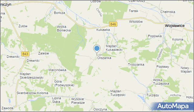 mapa Olszanka, Olszanka gmina Kraśniczyn na mapie Targeo