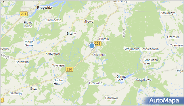 mapa Olszanka, Olszanka gmina Przywidz na mapie Targeo
