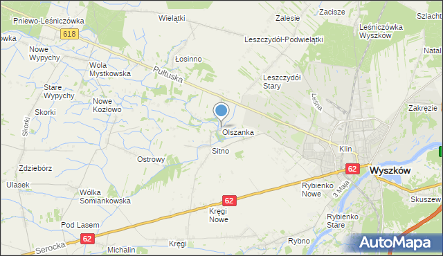 mapa Olszanka, Olszanka gmina Wyszków na mapie Targeo