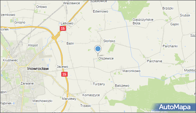 mapa Olszewice, Olszewice gmina Inowrocław na mapie Targeo