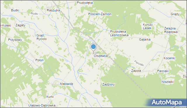 mapa Olszewka, Olszewka gmina Jednorożec na mapie Targeo