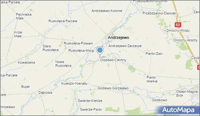 mapa Olszewo-Cechny, Olszewo-Cechny na mapie Targeo