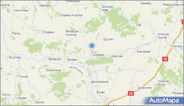 mapa Olszewo, Olszewo gmina Boćki na mapie Targeo