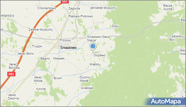 mapa Olszewo, Olszewo gmina Śniadowo na mapie Targeo