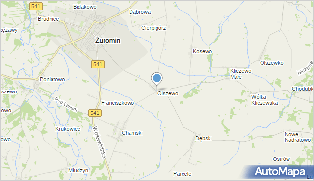 mapa Olszewo, Olszewo gmina Żuromin na mapie Targeo