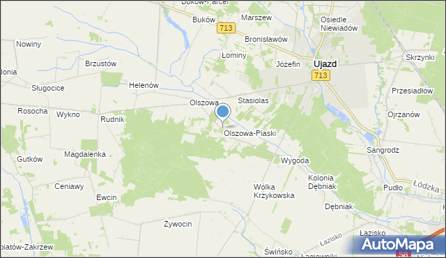 mapa Olszowa-Piaski, Olszowa-Piaski na mapie Targeo