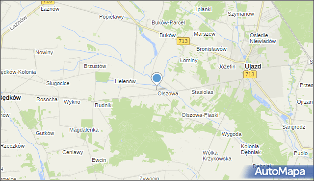 mapa Olszowa, Olszowa gmina Ujazd na mapie Targeo