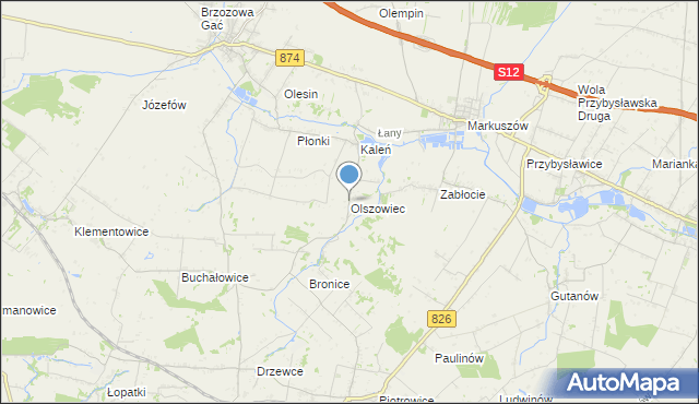 mapa Olszowiec, Olszowiec gmina Markuszów na mapie Targeo