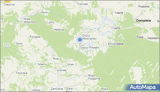 mapa Olszyc-Folwark, Olszyc-Folwark na mapie Targeo