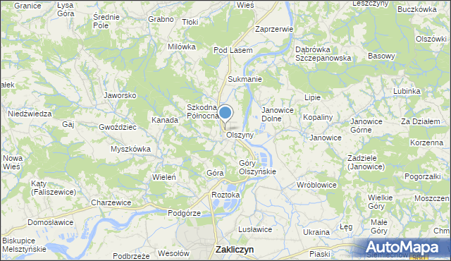 mapa Olszyny, Olszyny gmina Wojnicz na mapie Targeo
