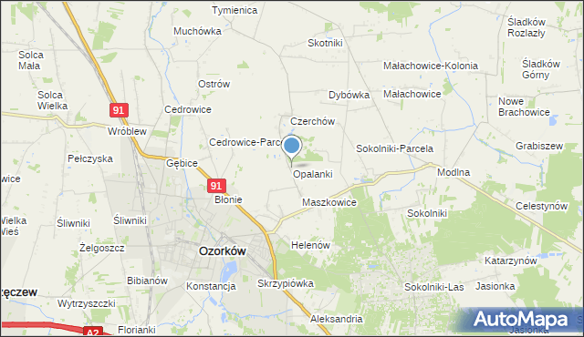 mapa Opalanki, Opalanki gmina Ozorków na mapie Targeo
