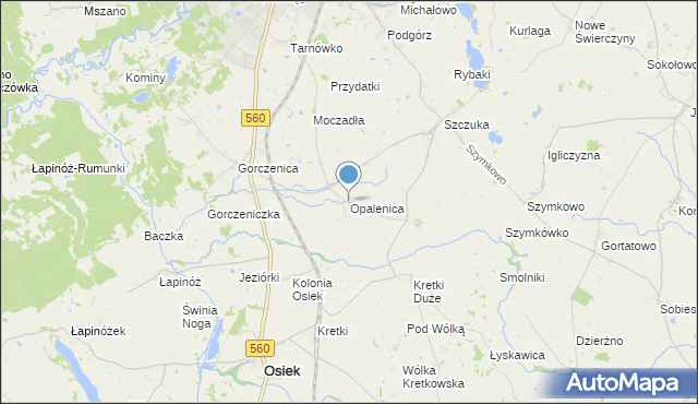 mapa Opalenica, Opalenica gmina Brodnica na mapie Targeo