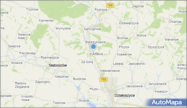 mapa Opatkowice, Opatkowice gmina Działoszyce na mapie Targeo