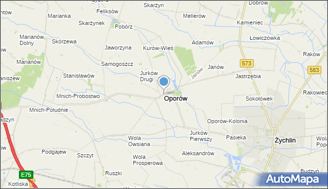 mapa Oporów, Oporów powiat kutnowski na mapie Targeo