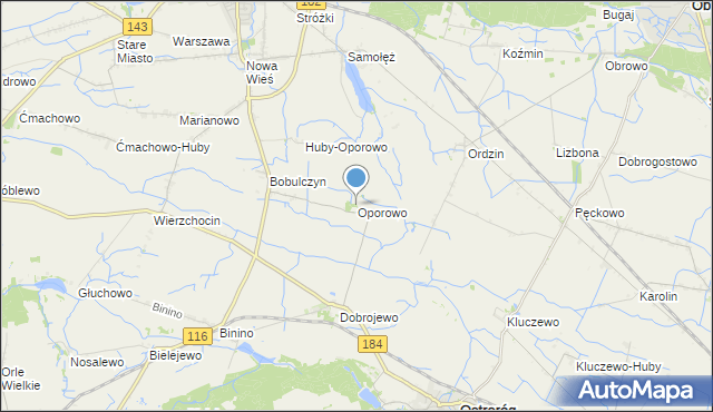 mapa Oporowo, Oporowo gmina Ostroróg na mapie Targeo