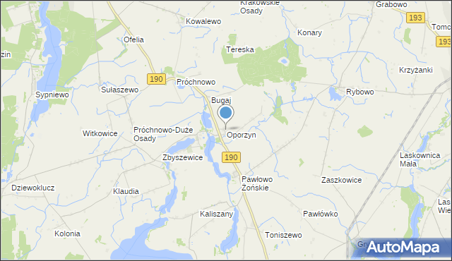 mapa Oporzyn, Oporzyn na mapie Targeo