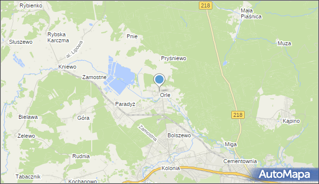 mapa Orle, Orle gmina Wejherowo na mapie Targeo