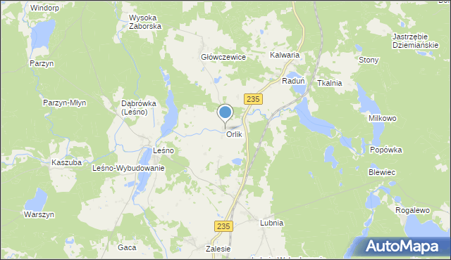 mapa Orlik, Orlik gmina Brusy na mapie Targeo