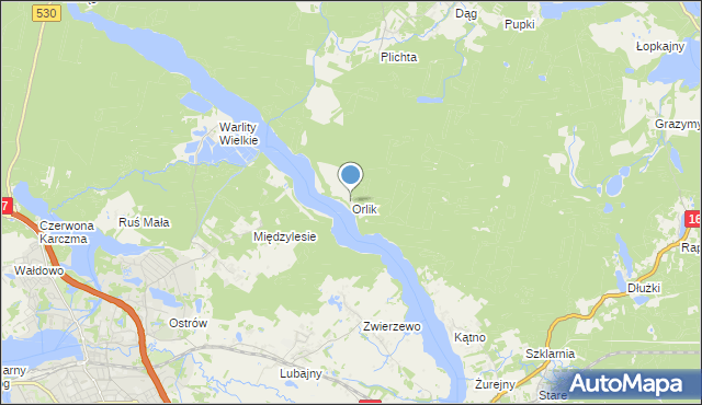 mapa Orlik, Orlik gmina Łukta na mapie Targeo