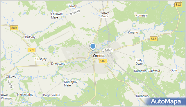 mapa Orneta, Orneta powiat lidzbarski na mapie Targeo