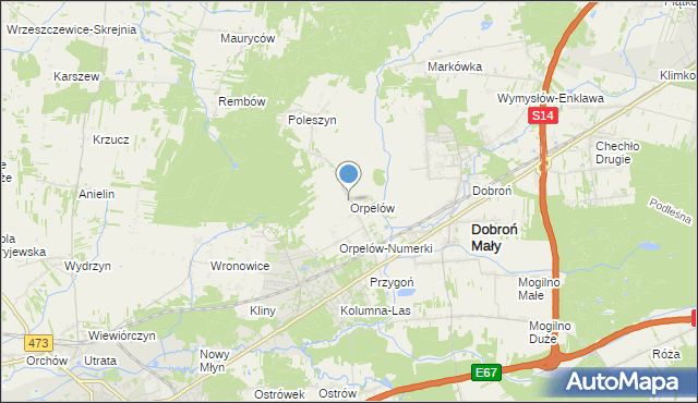 mapa Orpelów, Orpelów na mapie Targeo