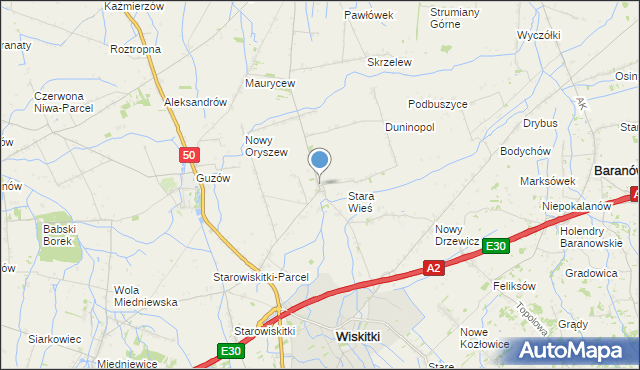 mapa Oryszew-Osada, Oryszew-Osada na mapie Targeo