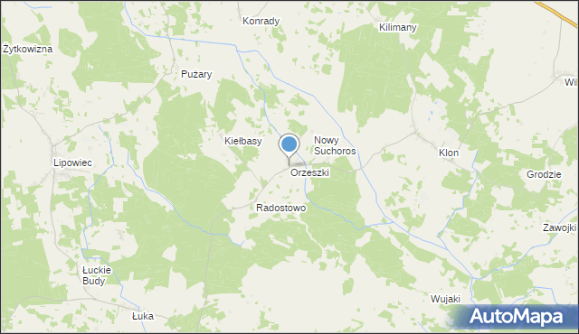 mapa Orzeszki, Orzeszki na mapie Targeo