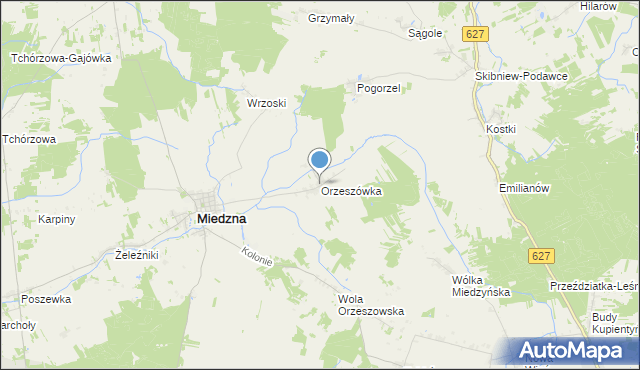 mapa Orzeszówka, Orzeszówka na mapie Targeo