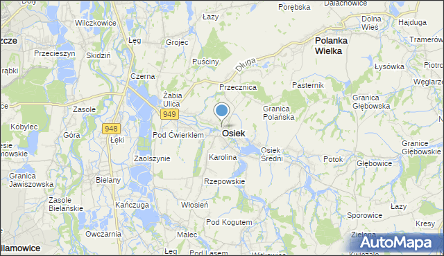 mapa Osiek, Osiek powiat oświęcimski na mapie Targeo