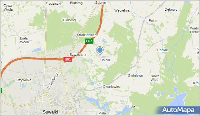 mapa Osinki, Osinki gmina Suwałki na mapie Targeo