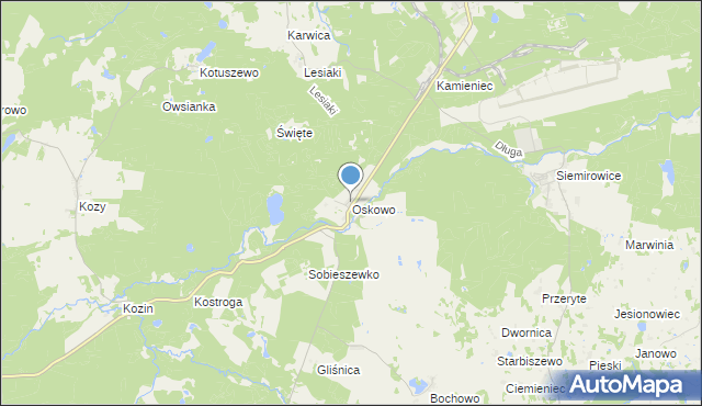 mapa Oskowo, Oskowo na mapie Targeo