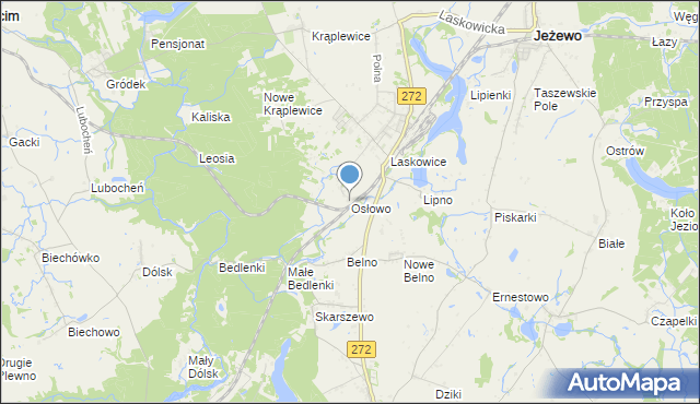 mapa Osłowo, Osłowo gmina Jeżewo na mapie Targeo