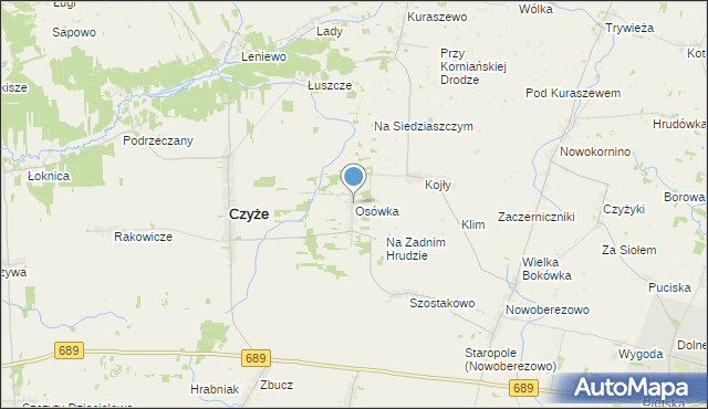 mapa Osówka, Osówka gmina Czyże na mapie Targeo