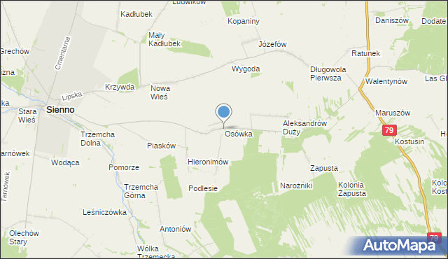 mapa Osówka, Osówka gmina Sienno na mapie Targeo