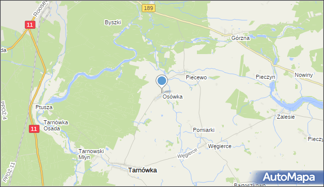 mapa Osówka, Osówka gmina Tarnówka na mapie Targeo