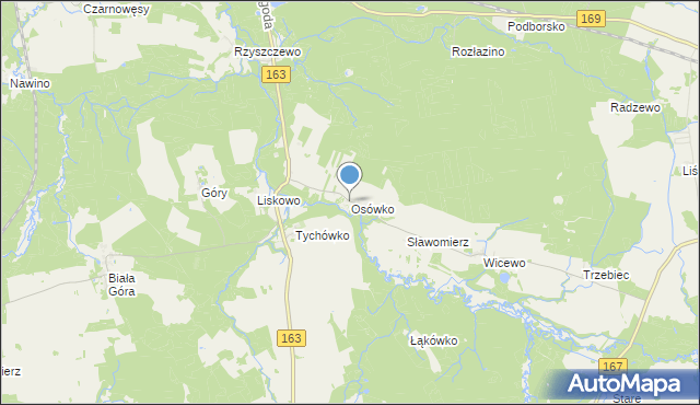 mapa Osówko, Osówko gmina Tychowo na mapie Targeo