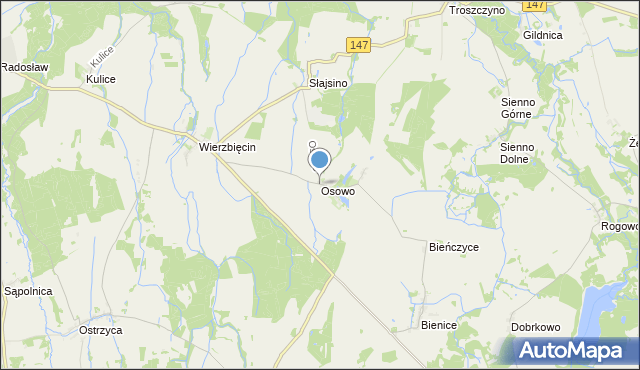 mapa Osowo, Osowo gmina Nowogard na mapie Targeo