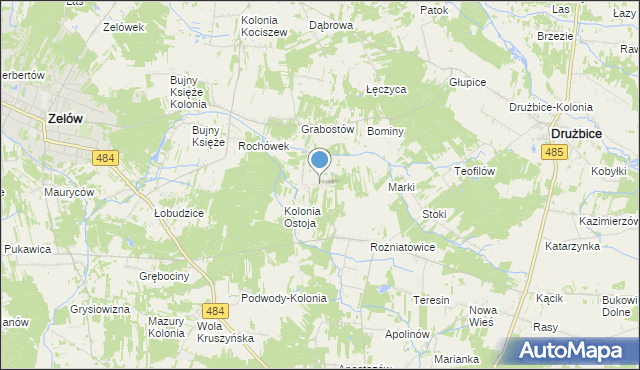 mapa Ostoja, Ostoja gmina Zelów na mapie Targeo