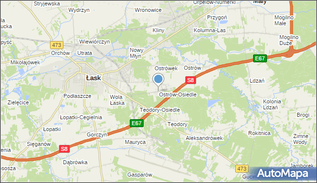 mapa Ostrów-Osiedle, Ostrów-Osiedle na mapie Targeo