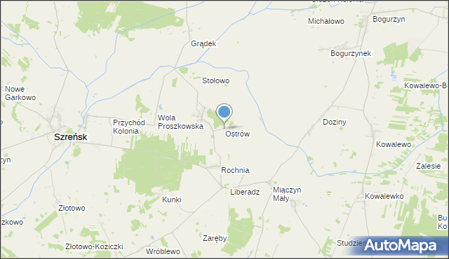 mapa Ostrów, Ostrów gmina Szreńsk na mapie Targeo