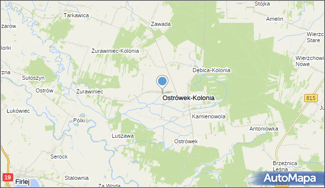 mapa Ostrówek-Kolonia, Ostrówek-Kolonia gmina Ostrówek na mapie Targeo