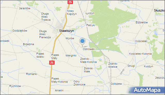 mapa Ostrówek, Ostrówek gmina Stawiszyn na mapie Targeo