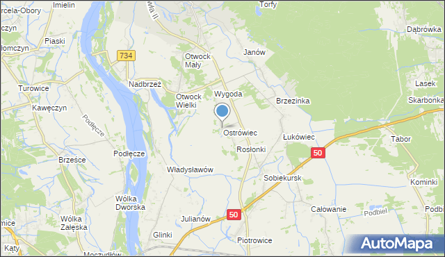 mapa Ostrówiec, Ostrówiec gmina Karczew na mapie Targeo