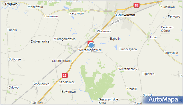mapa Ostrowo, Ostrowo gmina Gniewkowo na mapie Targeo