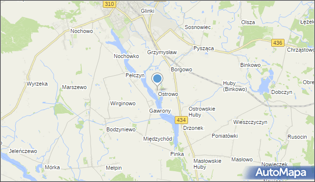 mapa Ostrowo, Ostrowo gmina Śrem na mapie Targeo